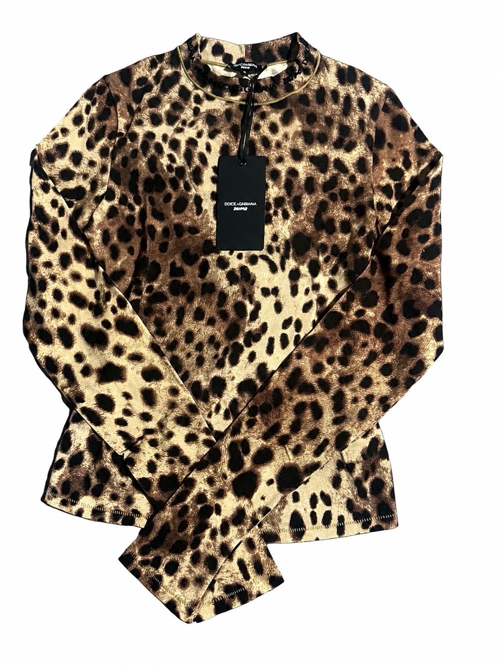 SKIMS/Dolce & Gabbana- Leopard Cotton Jersey Long Sleeve Top